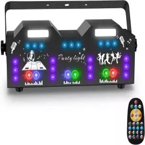 Sklydron 4 in 1 파티용 DJ 라이트 500 평방 피트 커버랙 - 165 패턴의 UV RGB LED 및 화이트 스트로브