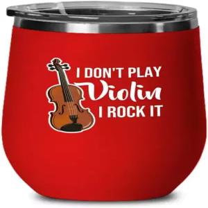 플레어 랜드 바이올린 레드 에디션 와인 텀블러 12온스 - I Rock it 음악 플레이어 애호가 악기 연주자