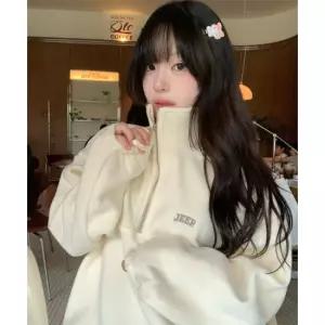 매장정품 지프 JEEP JR5TSF192IV 에센셜 스몰로고 하프집업 플리스 가디건 집업 5343565