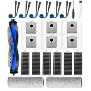 DAEX 23 PACK 에코백스호환 디봇 X9 프로 옴니 로봇 진공청소기 액세서리 교체 부품 구성품: 롤러 브러시 1개 대걸레 2개 사이드 6개 HEPA 필터 먼지 봉투 드라이버 1개