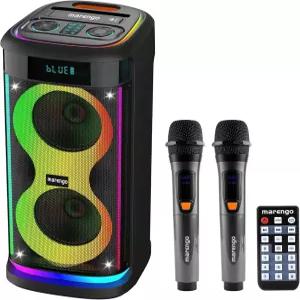 노래방 기기 무선 마이크 500W 피크 2개 포함 휴대용 블루투스 스피커 RGB 라이트 쇼 10H 파티 실내 야외