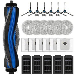 (24개 세트) ECOVACS호환 DEEBOT T50 PRO OMNI용 OMNI 로봇 청소기 교체 부품 액세서리 롤러 브러시 1개 사이드 6개 먼지 봉투 HEPA 필터 5개 대걸레 패드 6개