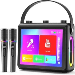 가사 디스플레이가 있는 Verkstar 노래방 기계 내장형 10.1인치 HD 화면 WiFi HDMI 블루투스 USB TF 및