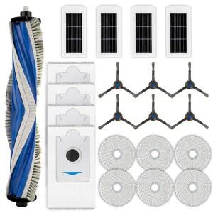(21개 세트) ECOVACS호환 DEEBOT X5 OMNI / PRO 로봇 청소기 호환 옴니 교체 부품 롤러 브러시 1개 사이드 6개 먼지 봉투 4개 HEPA 필터 대걸레 패드 액세서리 키트