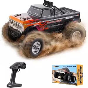 BEZRC FMS RC 트럭 1/10 포드 F-100 브러시리스 공식 라이선스 몬스터 2WD 고속 오프로드 록 크롤러 취미