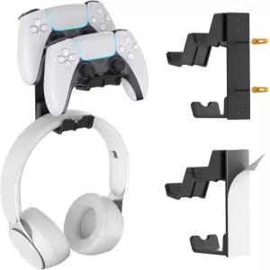KDD 듀얼 컨트롤러 및 헤드폰 홀더 스탠드 월 마운트 - Xbox 시리즈 X/S PS5/4/3 스위치 STEAM 범용 PC