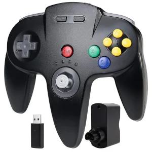 스위치 1 및 2 N64 콘솔용 무선 컨트롤러 온라인 Windows PC macOS(내장 진동)(충전 가능) 플러그 앤
