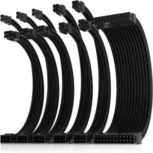 Asiahorse 16AWG Pro 전원 공급 장치용 슬리브 케이블 연장 와이어 키트 1x24-PIN 2x8-PORT 4+4 M/B 6+2