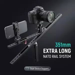 NATO 레일 슬라이딩 확장 치즈 플레이트 바 (1/4 및 3/8 ARRI 위치 지정 구멍 포함) DSLR 카메라 케이지