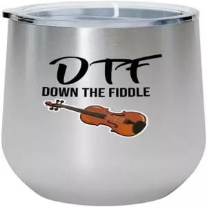 플레어 랜드 바이올린 실버 에디션 와인 텀블러 12온스 - DTF 다운 더 피들 음악 플레이어 애호가 악기