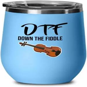플레어 랜드 바이올린 블루 에디션 와인 텀블러 12온스 - DTF 다운 더 피들 음악 플레이어 애호가 악기