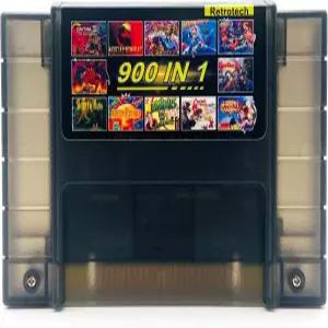 SNES 16비트 게임 콘솔용 멀티 카트리지 900 in 1 블랙 투명 - 레트로테크 인쇄 지침 포함