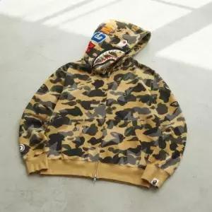 MUST IT_베이프 스타 오버 프린트 퍼스트 카모 메쉬 샤크 크롭 핏 풀 집 후드 M YELLOW 001ZPM301310YEL
