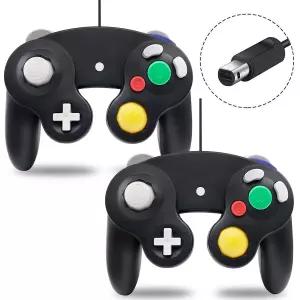 2팩 GC 컨트롤러 PC Wii 닌텐도 게임큐브용 유선 블랙