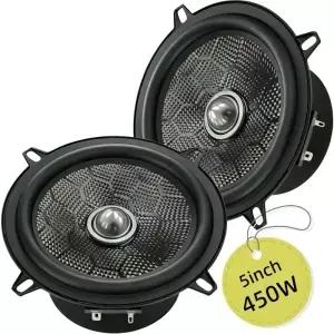 2개 5.25인치 차량용 서브우퍼 450W 불릿형 하이파이 미드우퍼 스피커 4옴 멀티미디어 카본 파이버 오디오