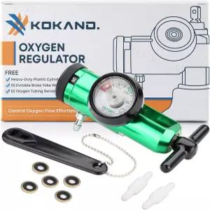 KOKAND 산소 조절기 025LPM 게가 있는 탱크 CGA870 피팅 렌치 키 황동 요크 와셔 씰 5개 튜브 회전 커넥터