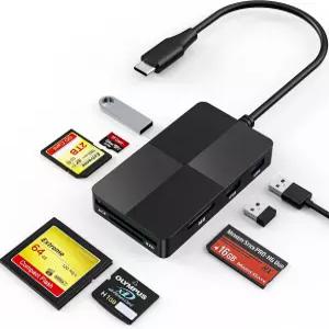소니 메모리 스틱 프로 듀오 어댑터 리더 - USB-C 장치용 SD/TF/MS/CF/XD 카드 8 in 1 3.0 포트 3개 포함 C