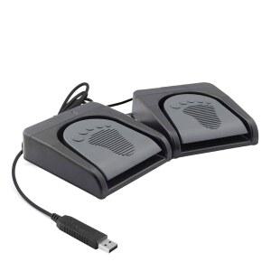IKKEGOL 업그레이드 USB 듀얼 페달 어셈블리 2개 풋 스위치 컨트롤 키 버튼 풋스위치 프로그램 가능한 비디오 게임용 맞춤형 PC 키보드 마우스 멀티미디어 액션 HID (블랙)