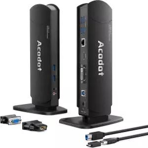 Windows/Mac OS Surface Pro Laptop용 Acodot USB 3.0 노트북 범용 도킹 스테이션 듀얼 모니터 도크