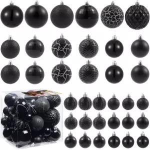 LANGXUN 36pcs 블랙 크리스마스 트리 장식 볼 볼라스 드 나비다드 2025 실내 야외 파편 방지 Xmars 파티