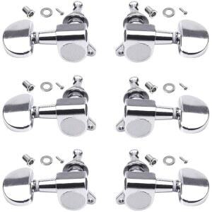 HQDEAL 6PCS 3L3R 어쿠스틱 기타 튜닝 페그 머신 헤드 튜너 노브 키 내마모성 스트링 머신 일렉트릭 또는 기타용 밀폐형 락킹 튜너 - 크롬