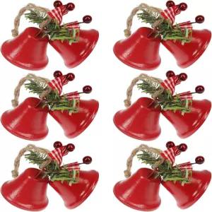 틴소우 6개 레드 크리스마스 벨 트리 걸이 장식 금속 징글벨 6