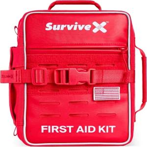 SurvivX 대형 프로 구급상자 라벨 포켓 지퍼 스티치 잠금 장치