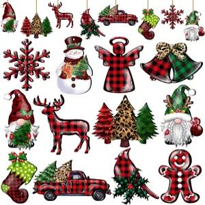 JOPHMO 24피스 크리스마스 트리 장식 눈송이 트럭 나무 걸이 컷아웃 공예 휴일 파티 용품 Xmas-혼합-A
