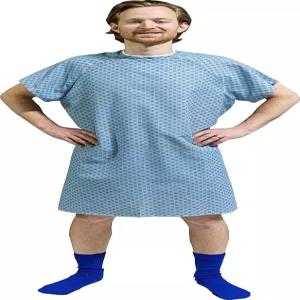 4PK - 남성용 디럭스 밸류 환자용 병원 가운 부드럽고 편안한 사이즈 중/대형 블루