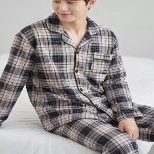 바풀 TB 1827-10 극세사 겨울 잠옷 남성 체크 파자마 상하 세트