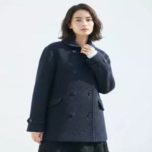 무신사 스탠다드 WOMAN 오헤시오 컬래버 캐시미어 블렌드 더블 하프 코트 차콜 그레이