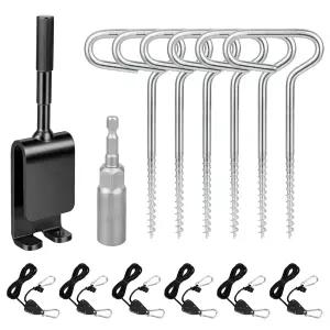스 앵커 도구 키트 6 얼음낚시쉘터 말뚝 트 0.6cm(1/4인치) 어댑터 로프행거