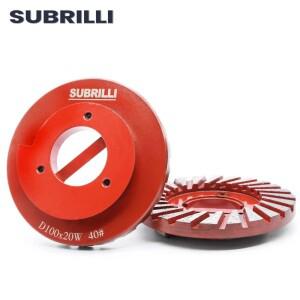 SUBRILLI 4인치 스네일락 다이아몬드 연삭 휠 금속 본드 세그먼트 건식 및 습식 연마 공구 콘크리트 석재
