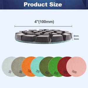 BRSCHNITT 6pcs 다이아몬드 연마 패드 100mm 수지 본드 4' 시멘트 바닥 콘크리트 및 개조용 샌딩 디스크