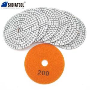 SHDIATOOL 10Pcs Dia100mm 그릿 200 전문 화이트 다이아몬드 습식 연마 패드 수지 본드 샌딩 디스크 스톤
