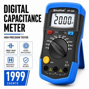 전문가용 커패시턴스 테스터 미터 200pF-20mF LCD 백라이트 데이터 홀드 기능이 있는 휴대용 커패시터 검사