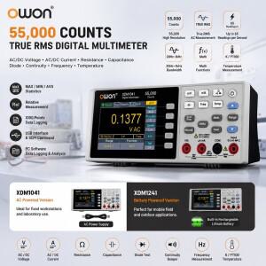 OWON XDM1041 벤치 데스크탑 디지털 멀티미터 55000 카운트 4.5자리 트루 RMS 3.5인치 LCD ACDC 전압 전류