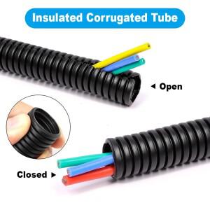 5미터, 7.5mm~34.5mm 크기의 골판지형 파이프, 자동차 케이블용 내열 절연 튜브, 모터 장비 라인 보호용 슬