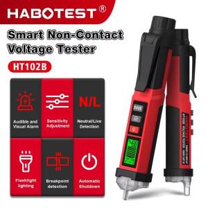 HABOTEST HT102B 비접촉식 전압 테스터 펜 12V-1000V AC 활선중성선 감지기 조절 가능한 감도 이중 알람