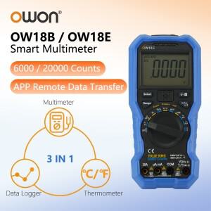 OWON OW18 시리즈 3 in 1 멀티미터 True RMS 측정 온도계 및 데이터 로거 APP 원격 전송 NCV 비접촉 전압