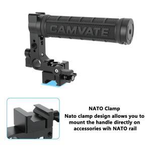 NATO 클램프 핸들 고무 그립 포함  15mm 로드 DSLR 카메라 케이지 탑 마운트용 콜드 슈