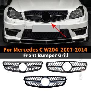페이스 리프트 스포츠 프론트 후드 그릴 레이싱 범퍼 메르세데스 벤츠 C 클래스 W204 C43 2007-2014 AMG 스
