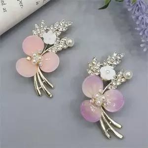 [이쁜] 핑보 아리 꽃 큐빅 브로치