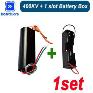 1세트 400KV 부스트 스텝 업 파워 모듈+18650 배터리 홀더 박스 1슬롯 3.7V 조합 400000V 고전압 발생기 DC
