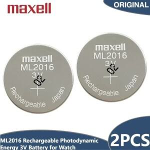 2PCS MaxeII ML2016 충전식 광역학 에너지 3V 배터리 버튼 셀 코인 시계용 CR2016 LIR2016을 대체할 수 있