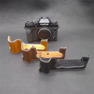 후지필름 Fuji XT5 XT4 XS10 XT200 X30 X70 XA3 XA5 XA7 XA2 용 카메라 가방 PU 가죽 하프 바디 케이스