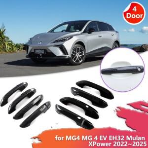 문짝 핸들 커버 MG4 4 EV EH32 Mulan XPower 2022 ~ 탄소 섬유 블랙 크롬 스티커  스크래치 장식 액세서리