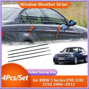 BMW 호환 호환 3 시리즈 E90 320i 325d 2006~2012 자동차 창문 웨더 스트립 실버 블랙 윈도우 고무 실링 장