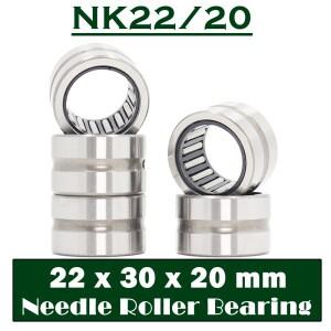 NK22/20 베어링 22x30x20mm (5개) 내부 링이 없는 솔리드 칼라 니들 롤러 NK