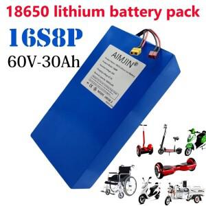 60V 30Ah 16S8P 리튬 18650 배터리 팩 500-3000W 고출력 내장형 BMS 전동 스쿠터 및 바이크 오토바이용 충